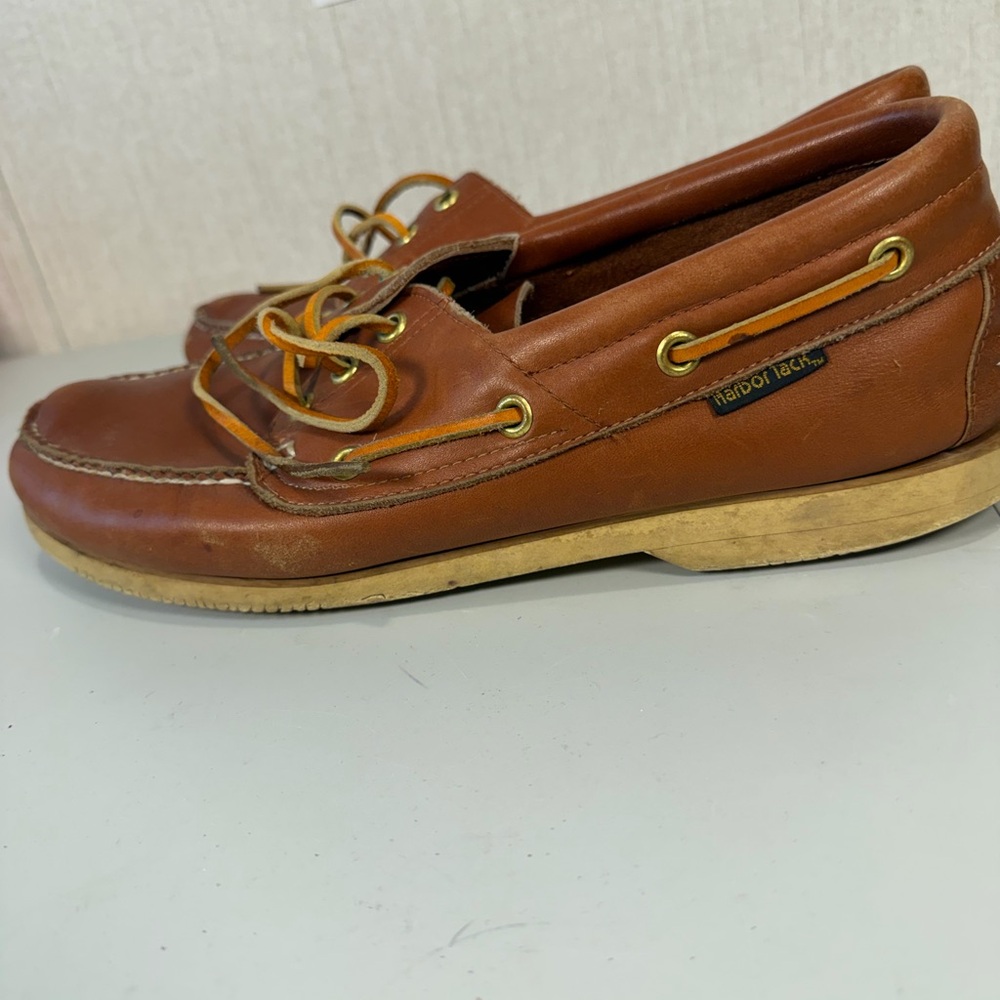 Harbor Tack Sail Boat Shoes-Genuine Hand Sewn Brown Leather‎ Size 12